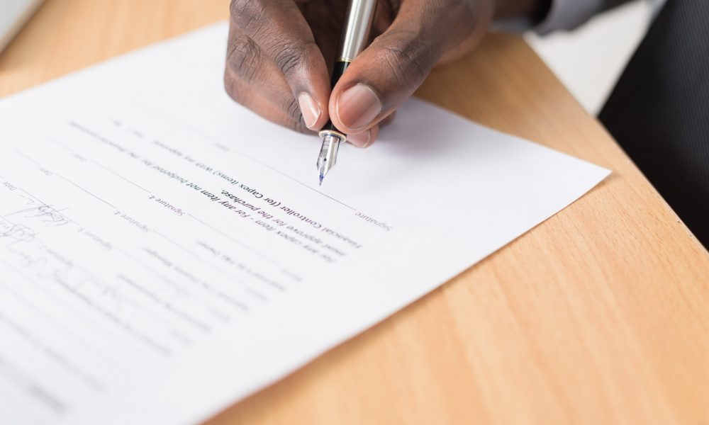 Completing the offer to purchase document